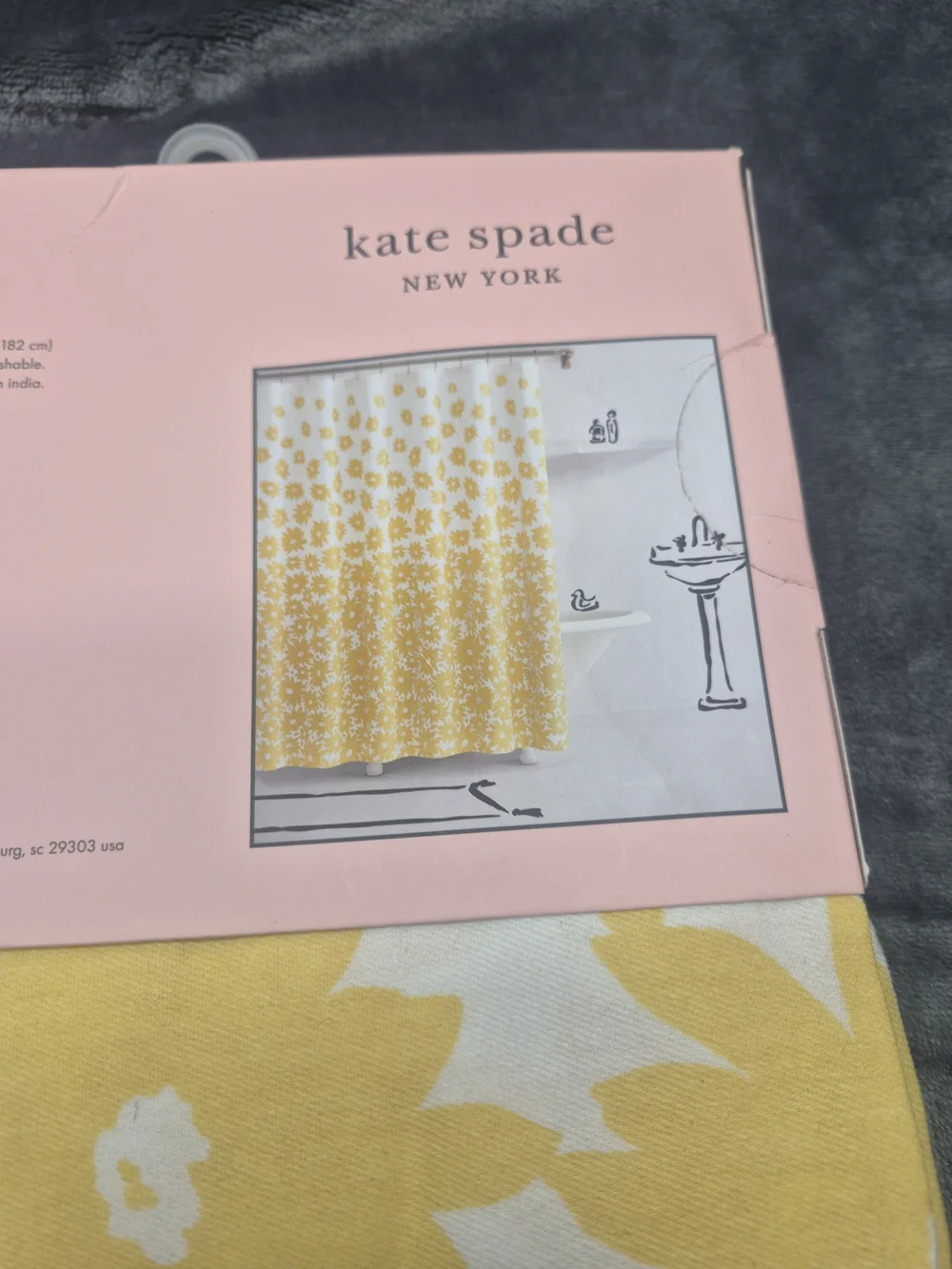 Kate Spade Shower Curtain Wispy Yellow White Blooms Floral 72